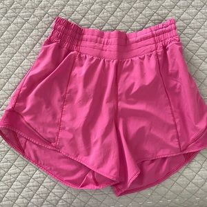 Sonic Pink Lululemon size 6 high waisted hotty hot shorts